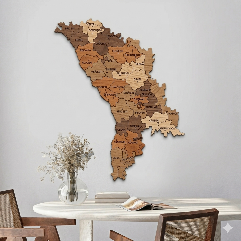 Harta Moldovei în format 2D – Multicolor