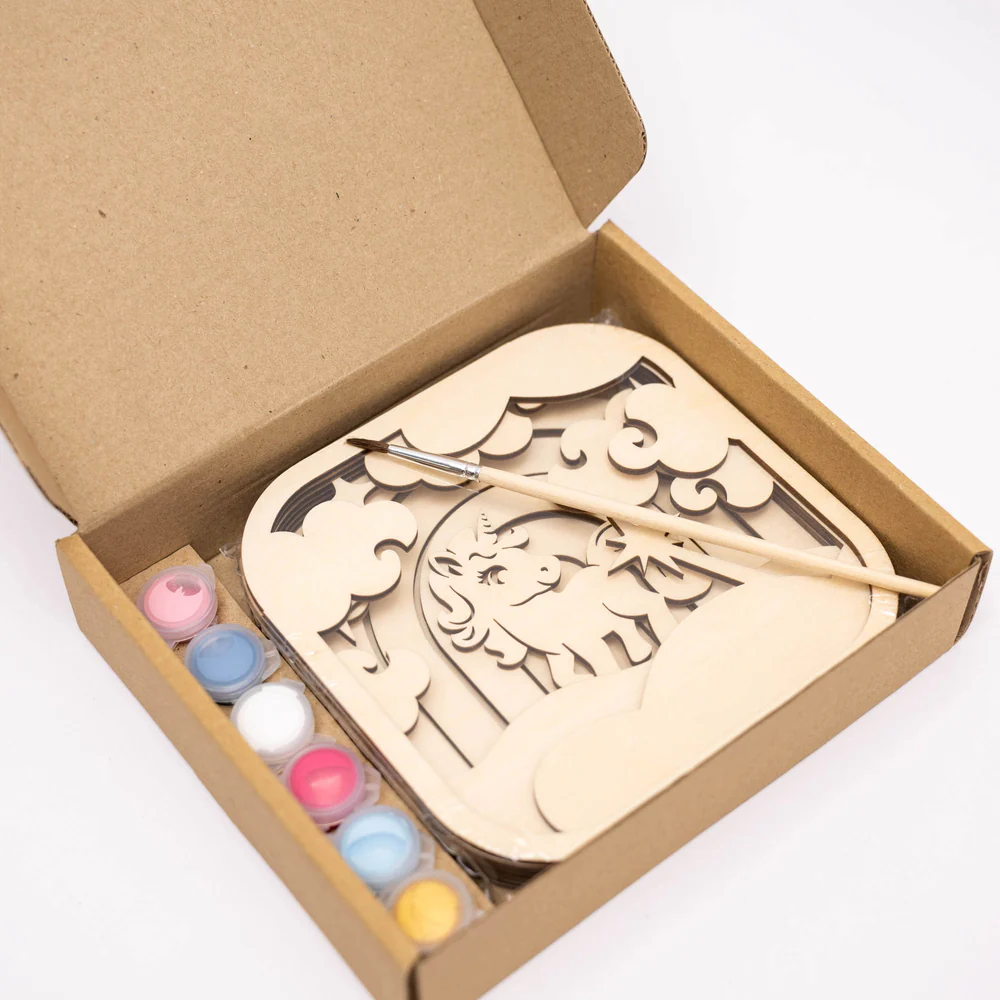 Набор для 3D раскрашивания из дерева для детей-Единорог